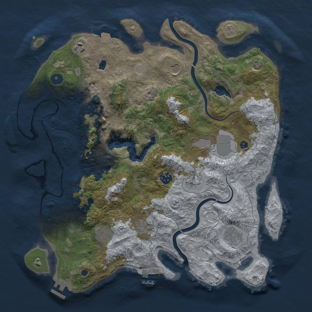 Rust Map: Procedural Map, Size: 4000, Seed: 502883465, 16 Monuments
