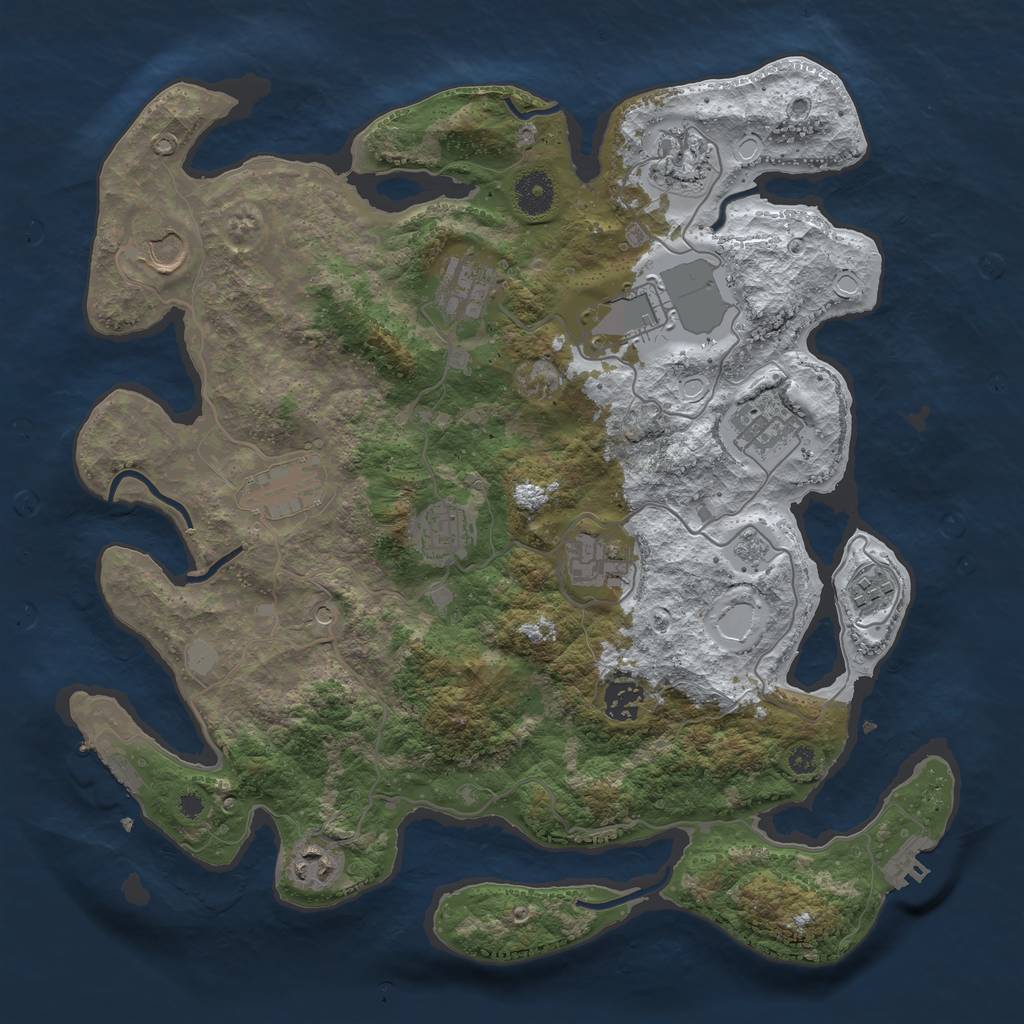 Rust Map: Procedural Map, Size: 3750, Seed: 2076535677, 20 Monuments