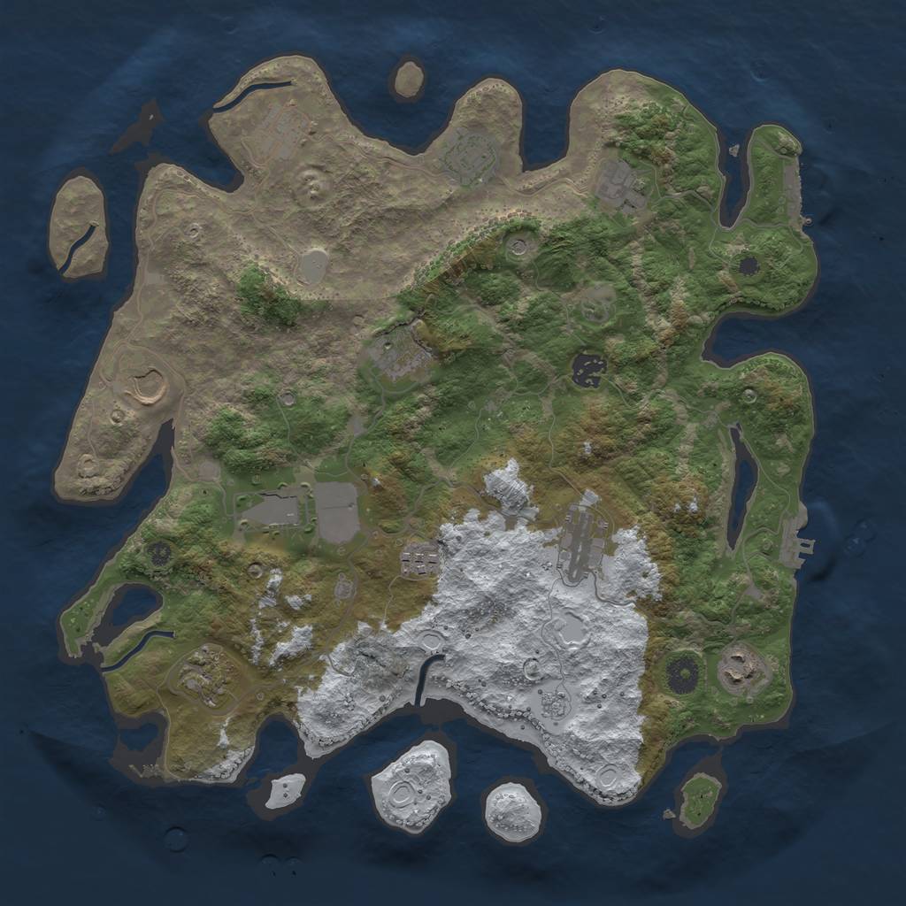 Rust Map: Procedural Map, Size: 3850, Seed: 127383057, 20 Monuments