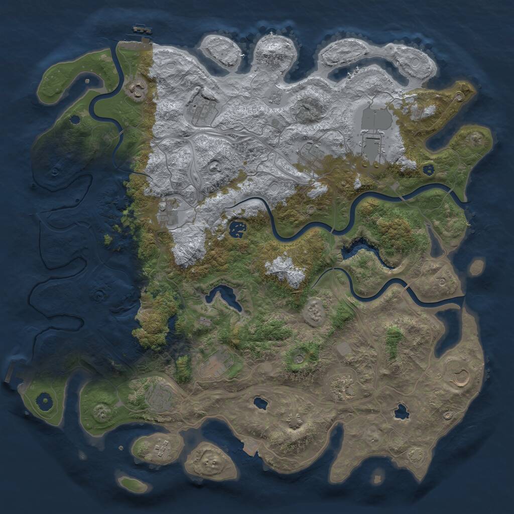 Rust Map: Procedural Map, Size: 4500, Seed: 360351338, 17 Monuments