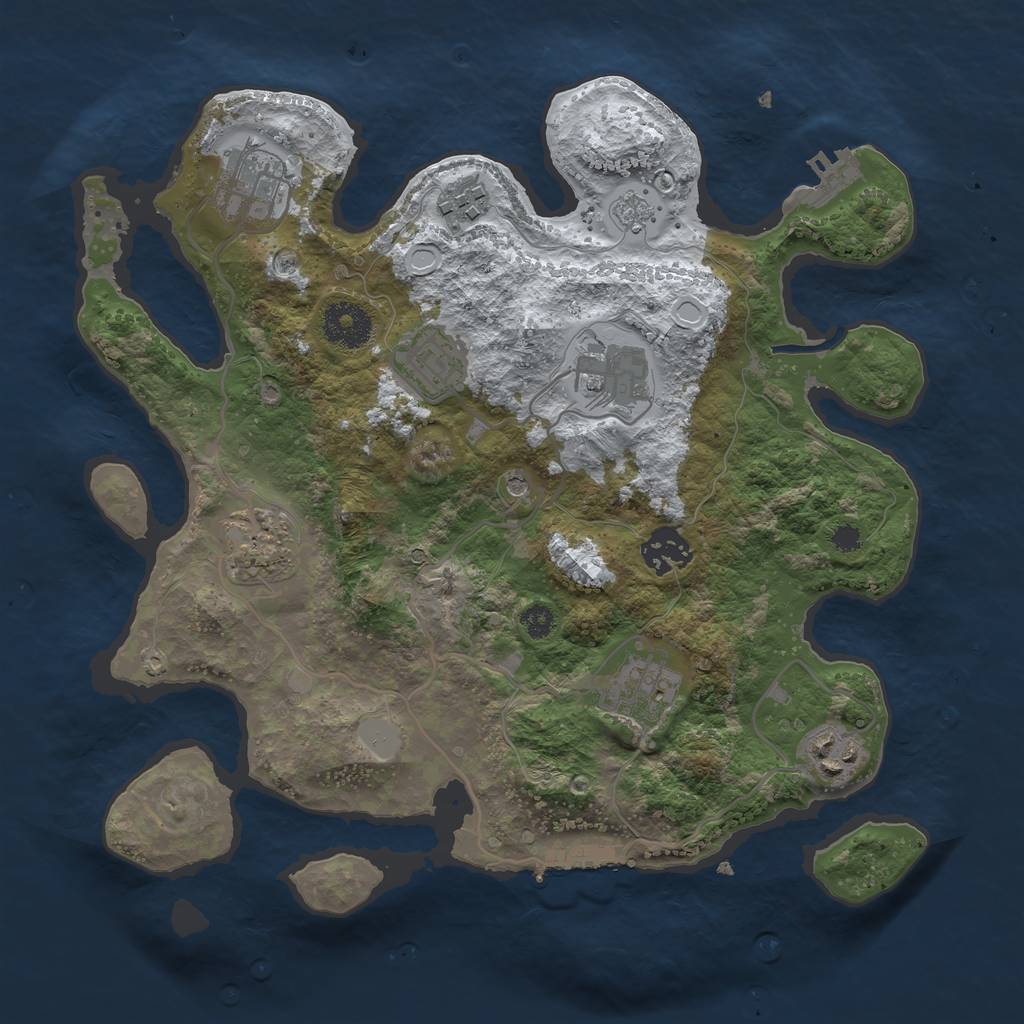 Rust Map: Procedural Map, Size: 3200, Seed: 105095558, 17 Monuments