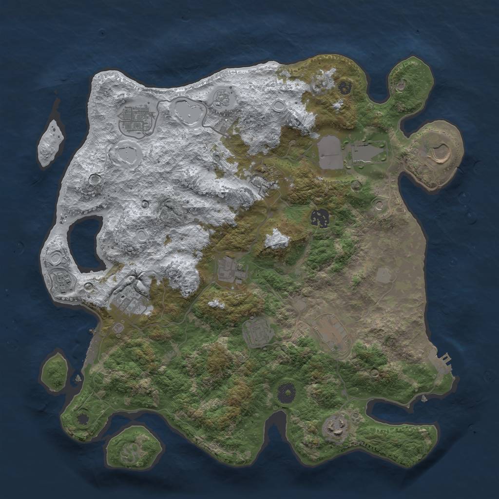 Rust Map: Procedural Map, Size: 3800, Seed: 1451037241, 20 Monuments