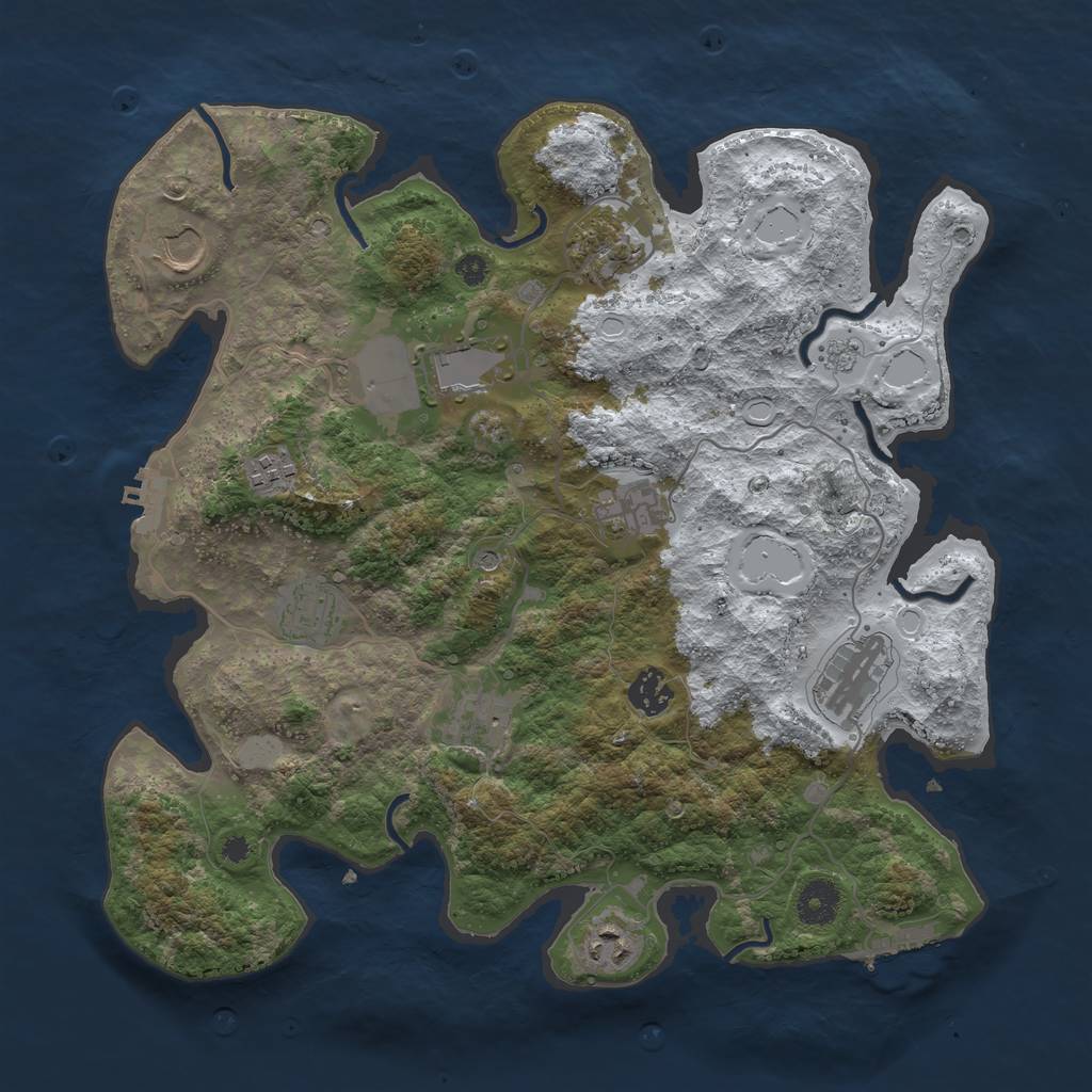 Rust Map: Procedural Map, Size: 3700, Seed: 1576509722, 19 Monuments