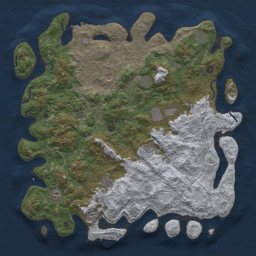 Rust Map: Procedural Map, Size: 4800, Seed: 469924561, 18 Monuments