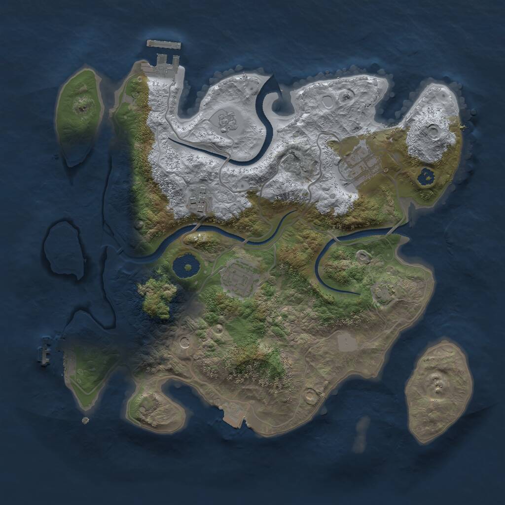 Rust Map: Procedural Map, Size: 3000, Seed: 552525, 9 Monuments