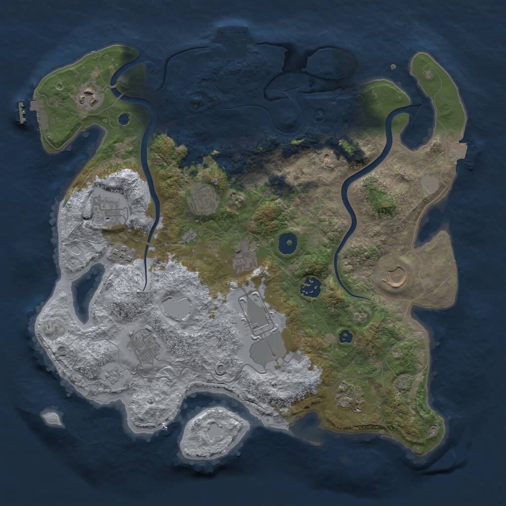 Rust Map: Procedural Map, Size: 3700, Seed: 1829286751, 16 Monuments