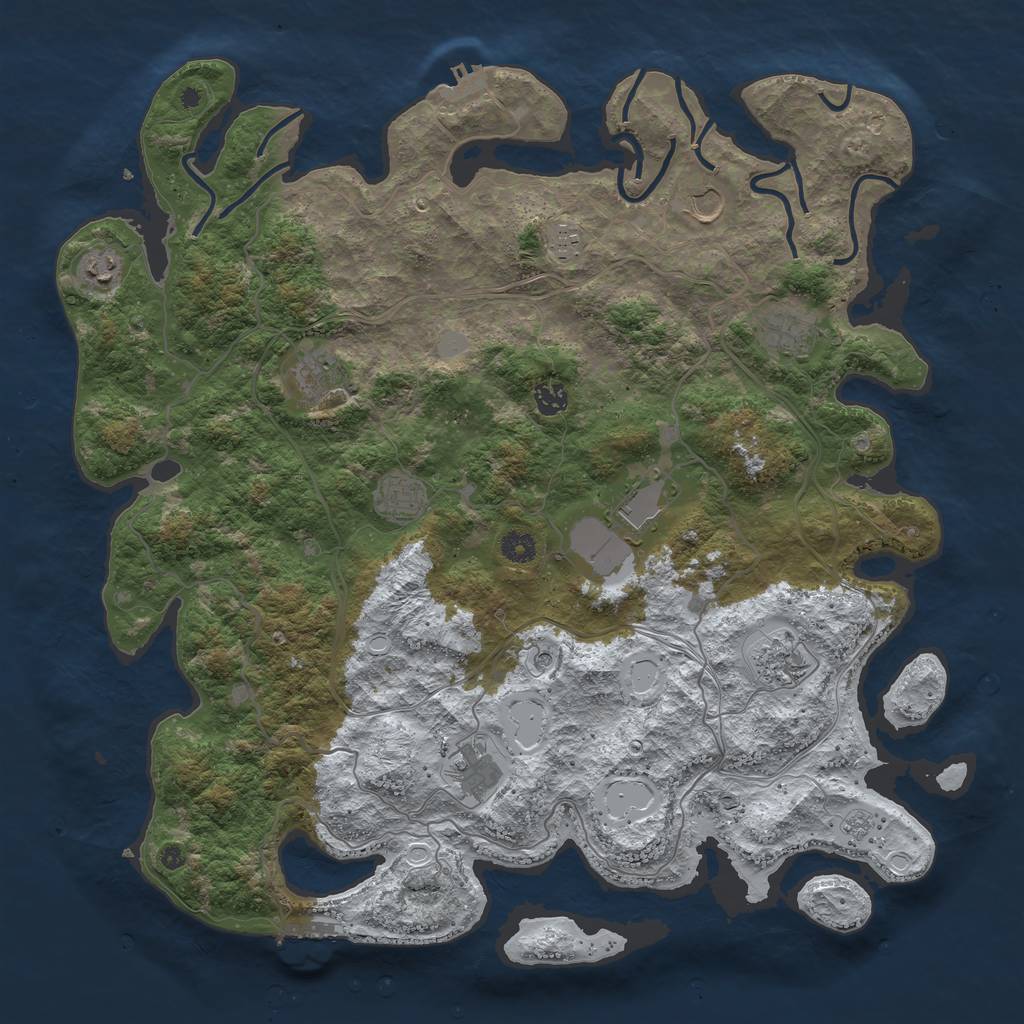 Rust Map: Procedural Map, Size: 4500, Seed: 43323305, 19 Monuments