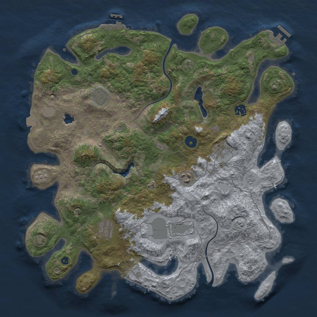 Rust Map: Procedural Map, Size: 4000, Seed: 39387, 13 Monuments