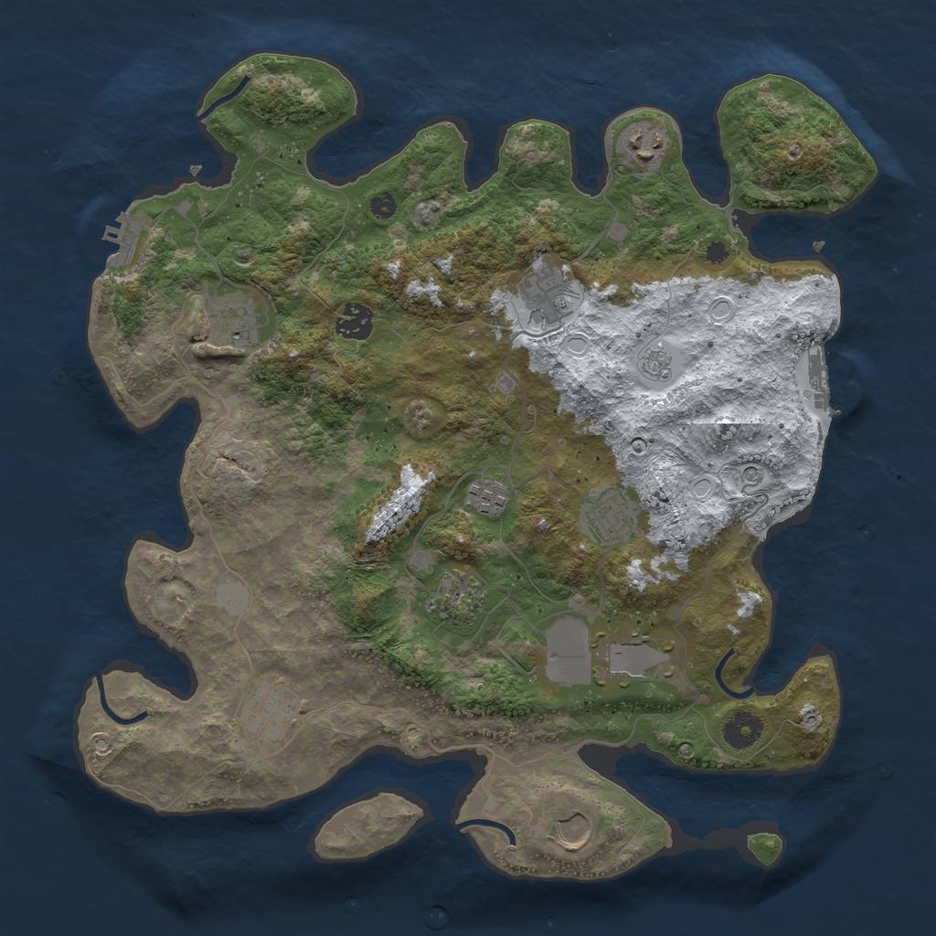 Rust Map: Procedural Map, Size: 3750, Seed: 329528221, 19 Monuments