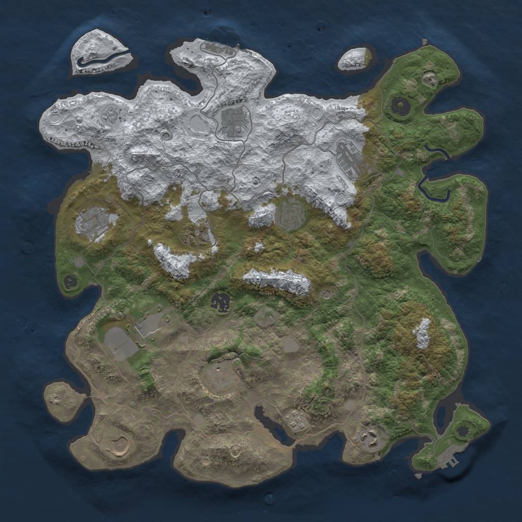 Rust Map: Procedural Map, Size: 4000, Seed: 94907373, 20 Monuments