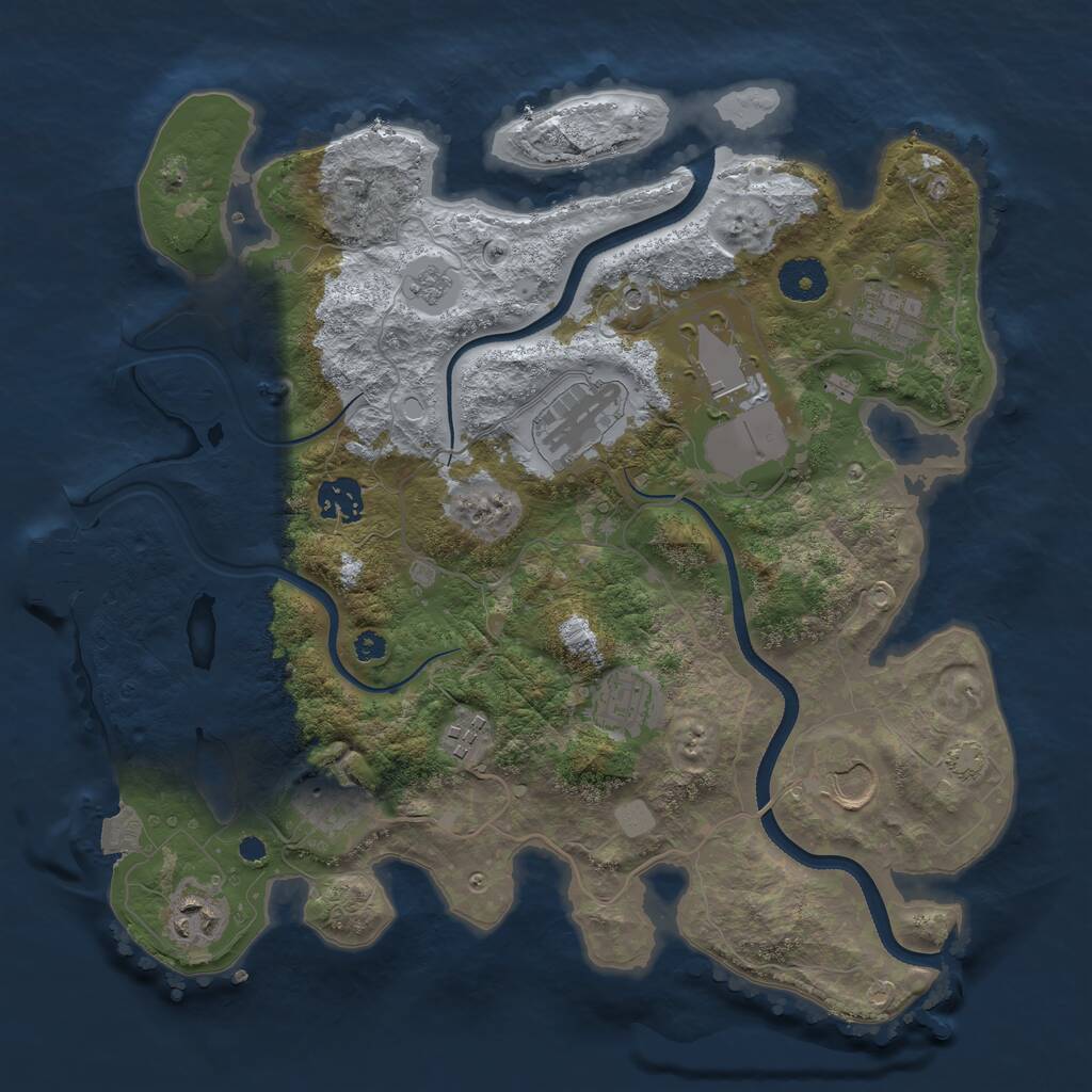 Rust Map: Procedural Map, Size: 3500, Seed: 1585003789, 14 Monuments