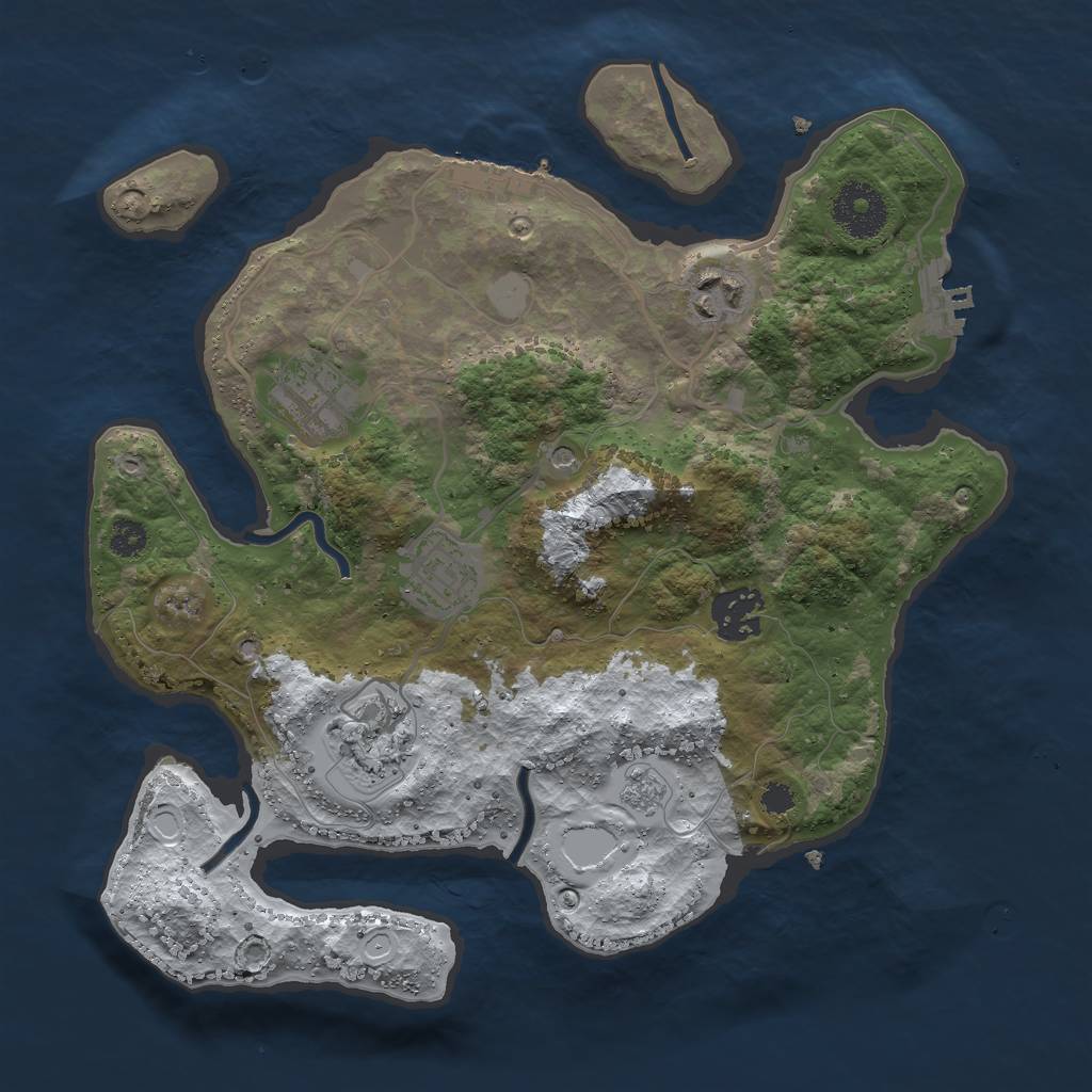 Rust Map: Procedural Map, Size: 3000, Seed: 1028187595, 14 Monuments