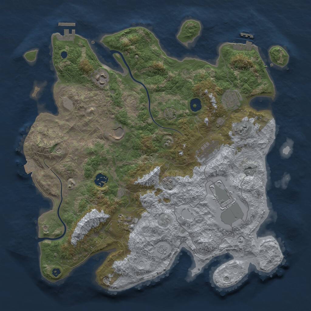 Rust Map: Procedural Map, Size: 3700, Seed: 630208194, 14 Monuments