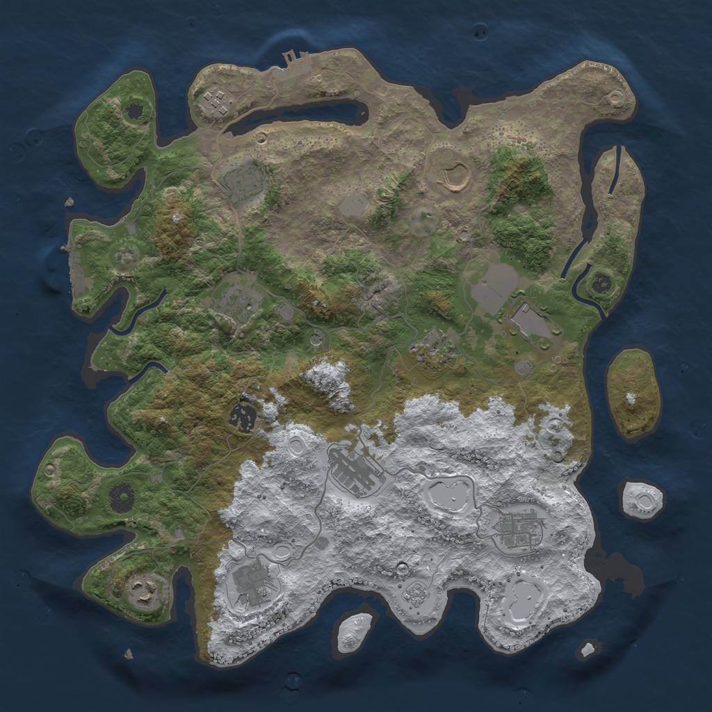 Rust Map: Procedural Map, Size: 3800, Seed: 197860373, 20 Monuments