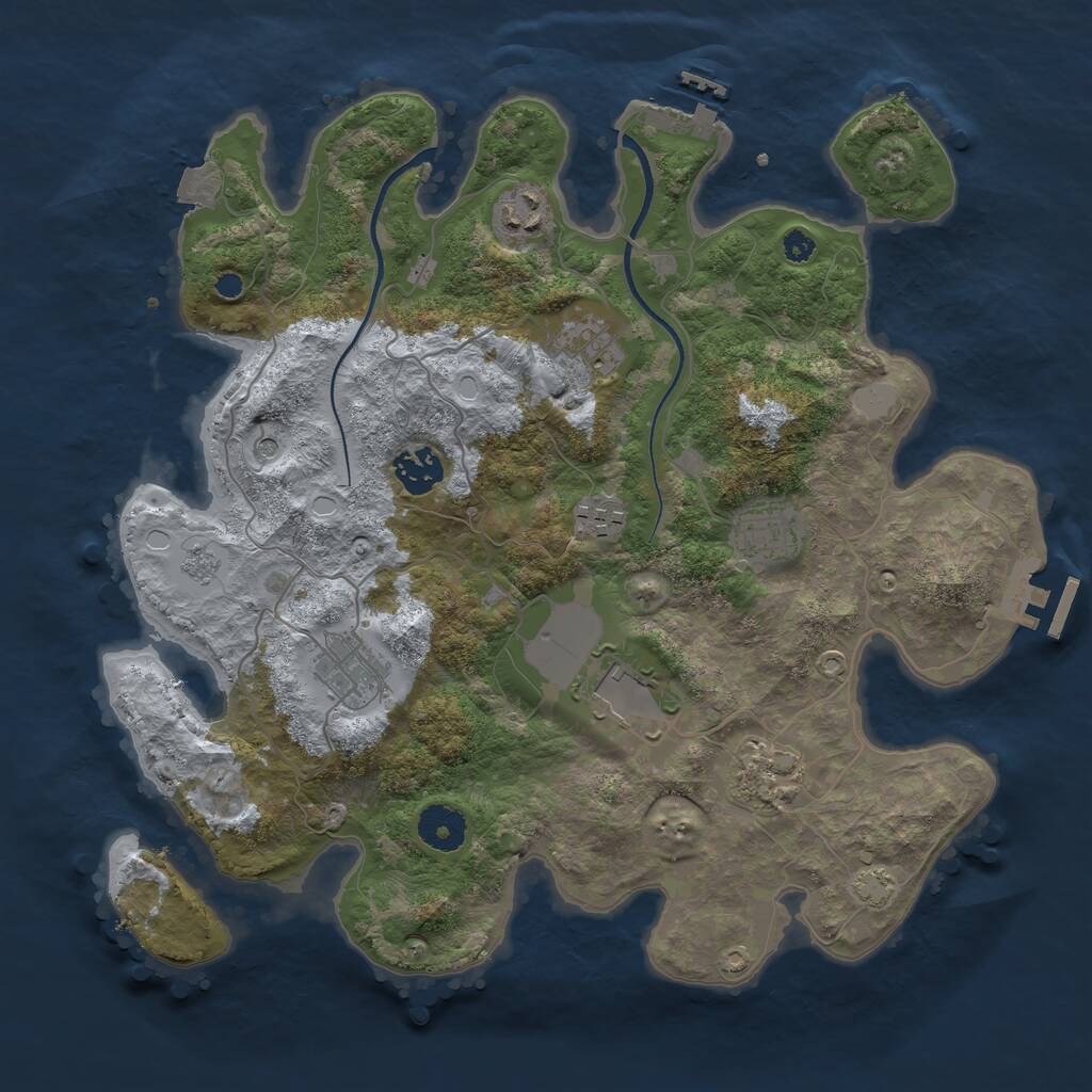 Rust Map: Procedural Map, Size: 3500, Seed: 1658772907, 14 Monuments