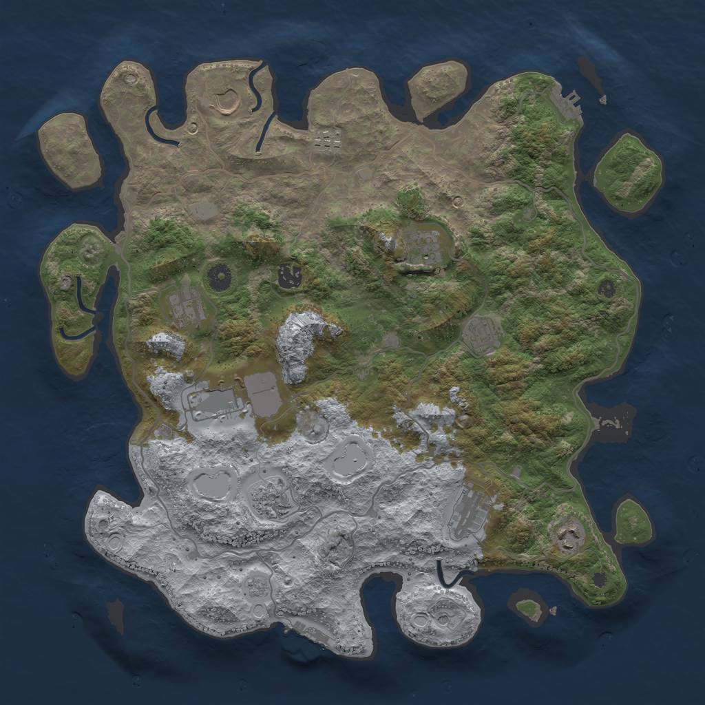 Rust Map: Procedural Map, Size: 4096, Seed: 6738, 17 Monuments