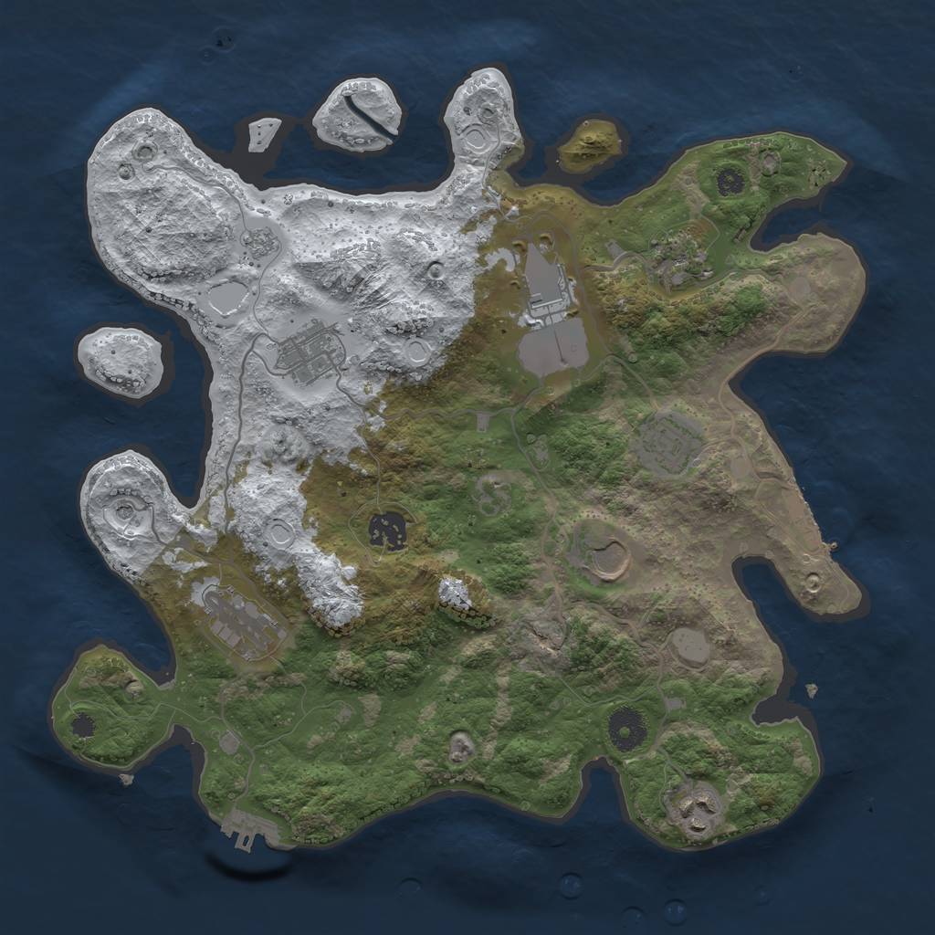 Rust Map: Procedural Map, Size: 3500, Seed: 272811600, 17 Monuments