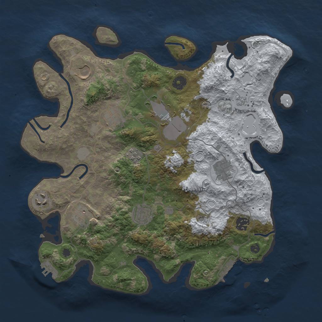 Rust Map: Procedural Map, Size: 3500, Seed: 457567690, 18 Monuments