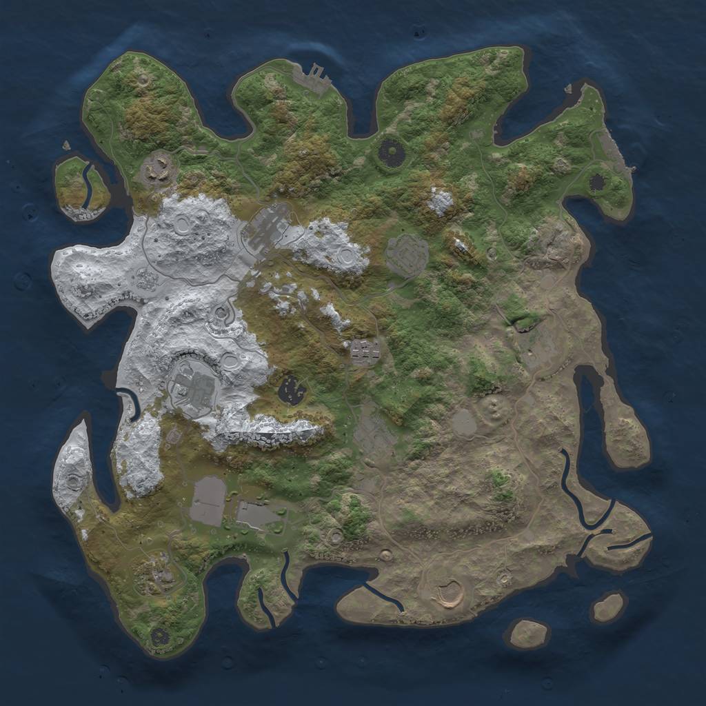 Rust Map: Procedural Map, Size: 3850, Seed: 1253712387, 20 Monuments