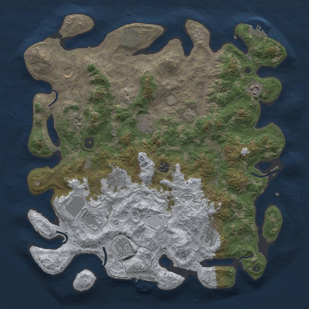 Rust Map: Procedural Map, Size: 4200, Seed: 777777777, 20 Monuments