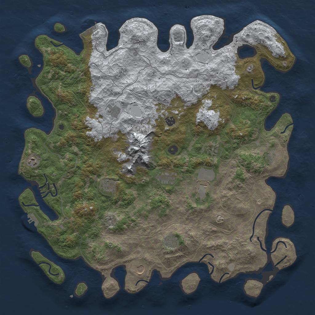 Rust Map: Procedural Map, Size: 5000, Seed: 1416217387, 20 Monuments