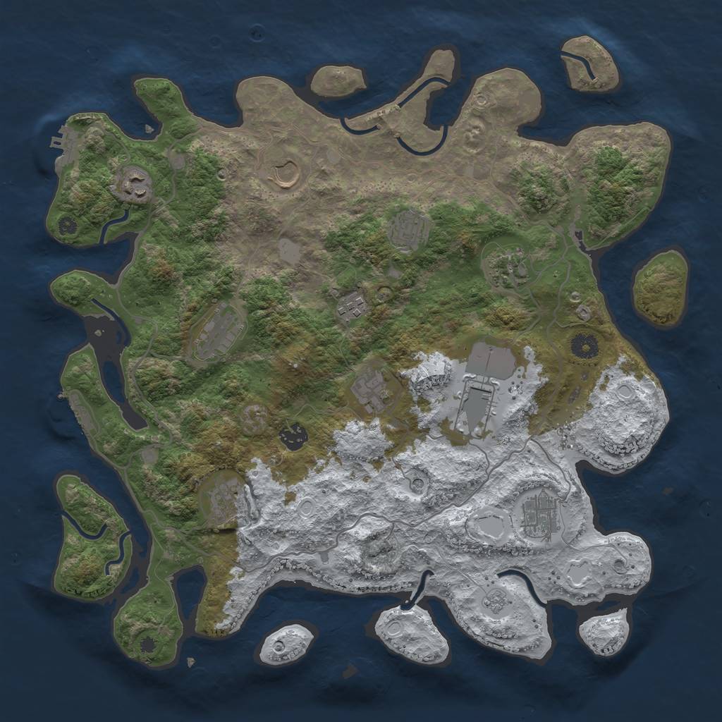 Rust Map: Procedural Map, Size: 4000, Seed: 257, 20 Monuments