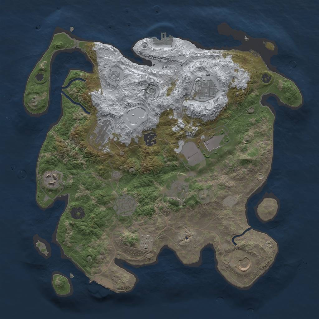 Rust Map: Procedural Map, Size: 3500, Seed: 4100320, 18 Monuments