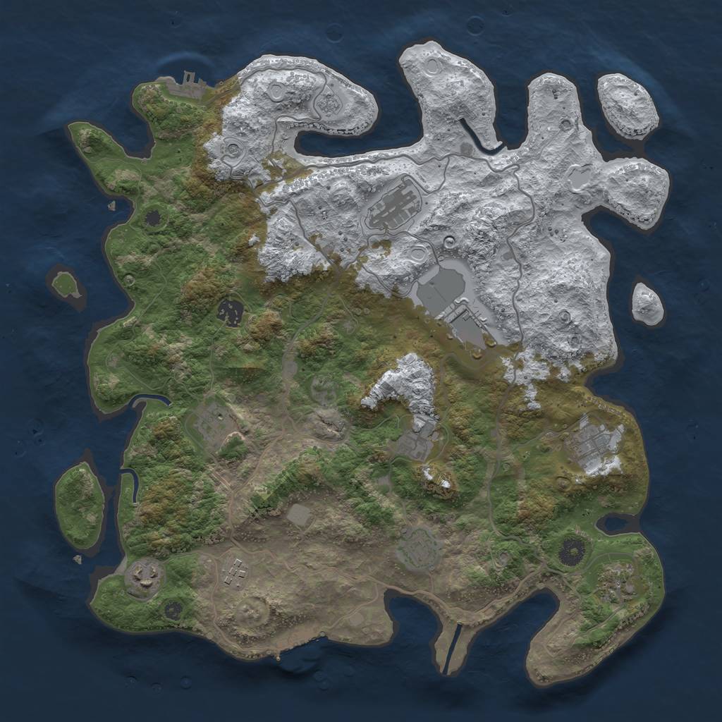 Rust Map: Procedural Map, Size: 4000, Seed: 51469, 19 Monuments