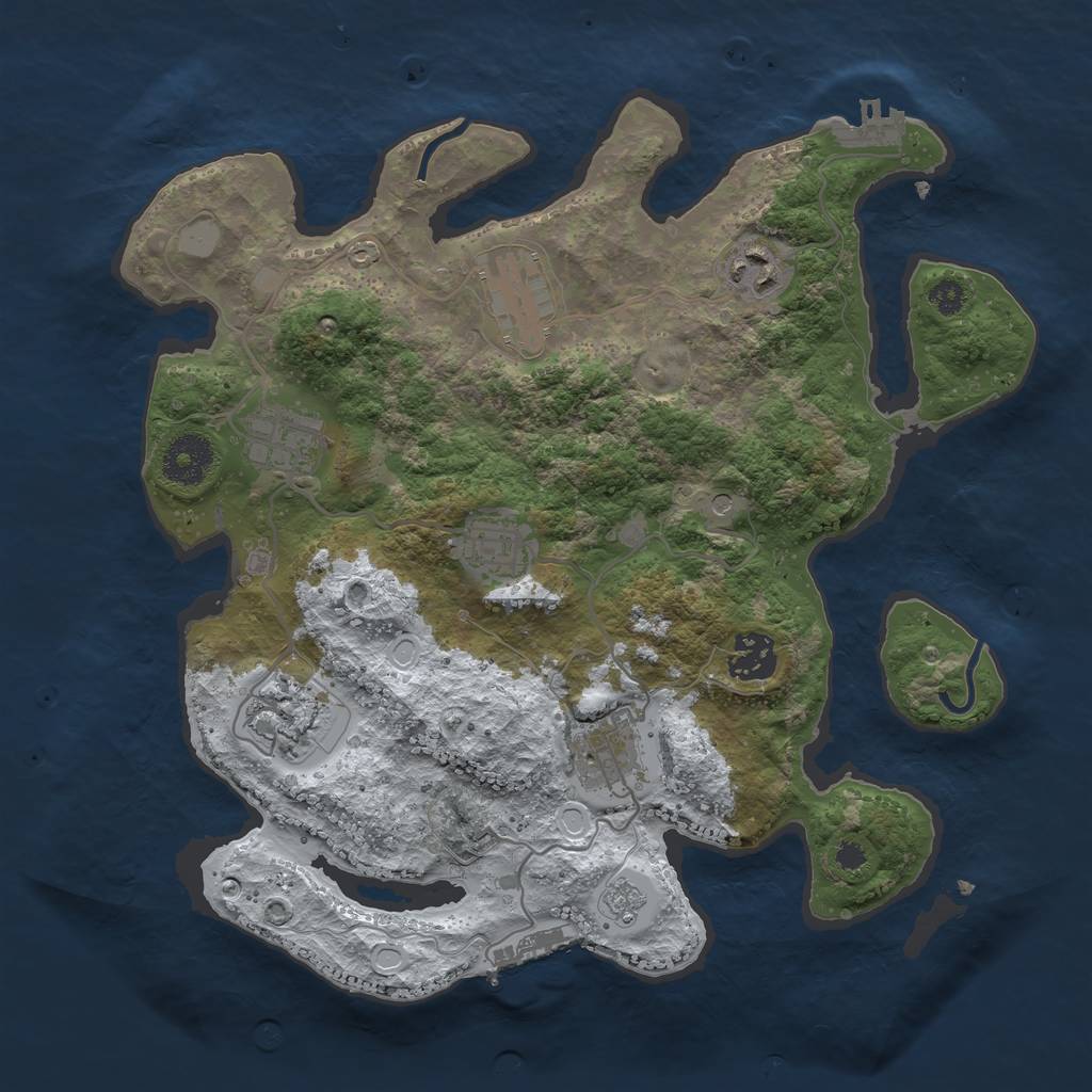 Rust Map: Procedural Map, Size: 3250, Seed: 1987212392, 16 Monuments