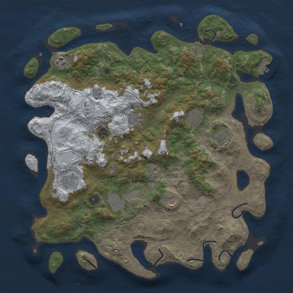 Rust Map: Procedural Map, Size: 4250, Seed: 486059236, 17 Monuments