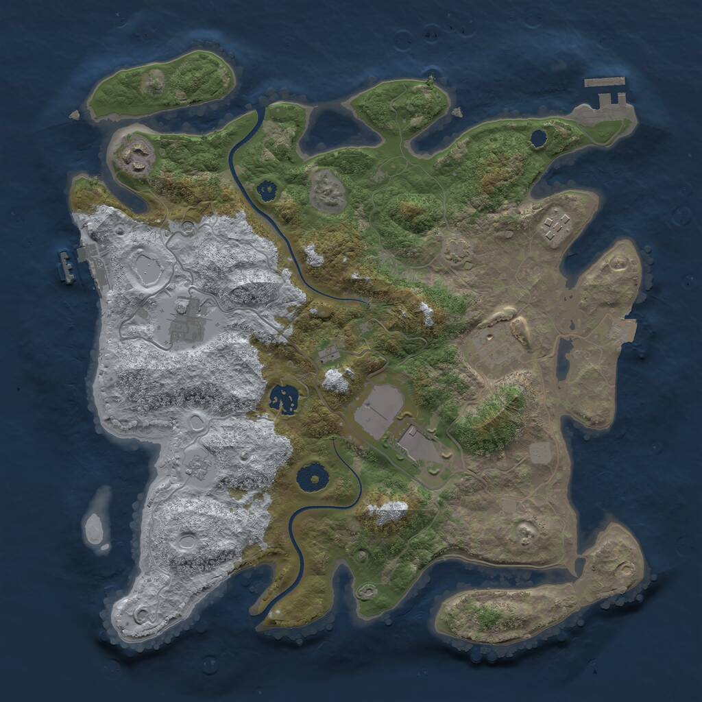 Rust Map: Procedural Map, Size: 3500, Seed: 1330855356, 12 Monuments