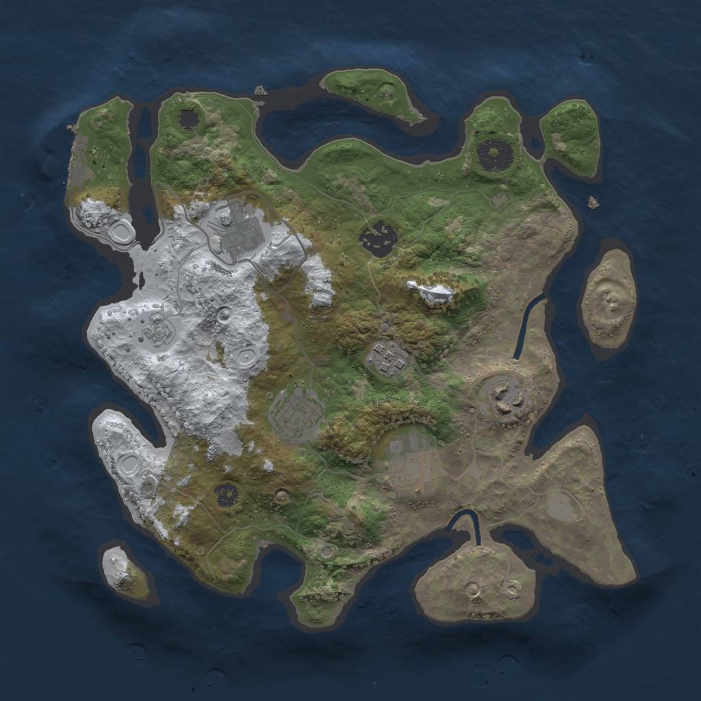 Rust Map: Procedural Map, Size: 3000, Seed: 2029384200, 13 Monuments