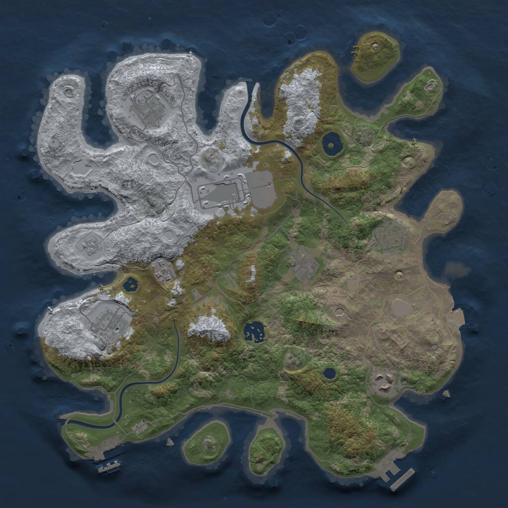 Rust Map: Procedural Map, Size: 3500, Seed: 1805455771, 14 Monuments