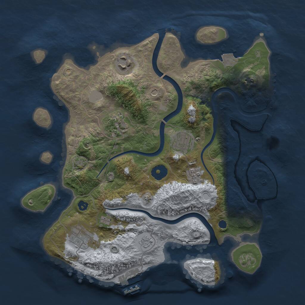 Rust Map: Procedural Map, Size: 3000, Seed: 1877136654, 10 Monuments