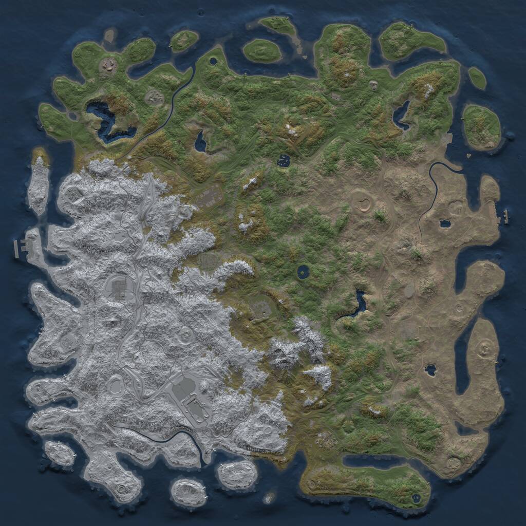 Rust Map: Procedural Map, Size: 6000, Seed: 373491, 17 Monuments
