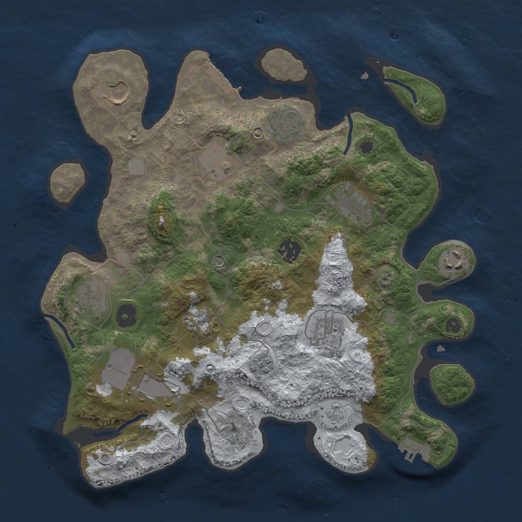 Rust Map: Procedural Map, Size: 3500, Seed: 1709310739, 20 Monuments