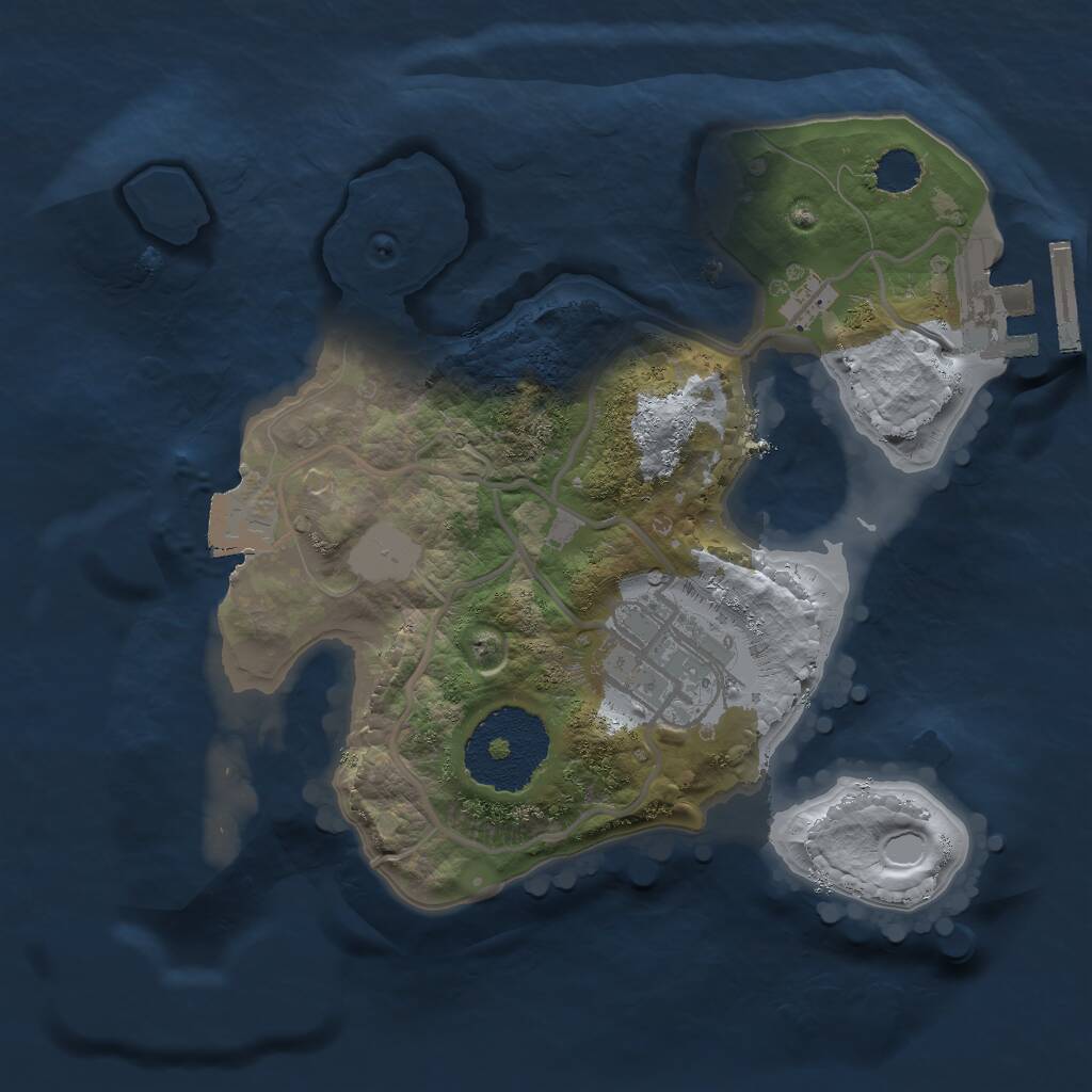 Rust Map: Procedural Map, Size: 2000, Seed: 654389, 3 Monuments