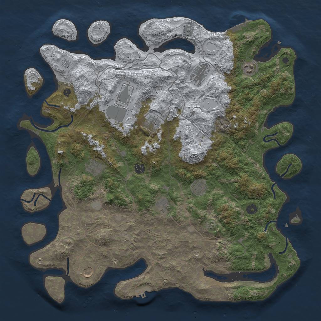 Rust Map: Procedural Map, Size: 4500, Seed: 889978904, 19 Monuments