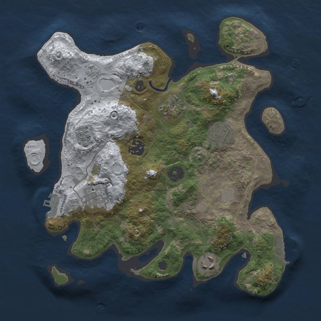 Rust Map: Procedural Map, Size: 3000, Seed: 876304231, 14 Monuments