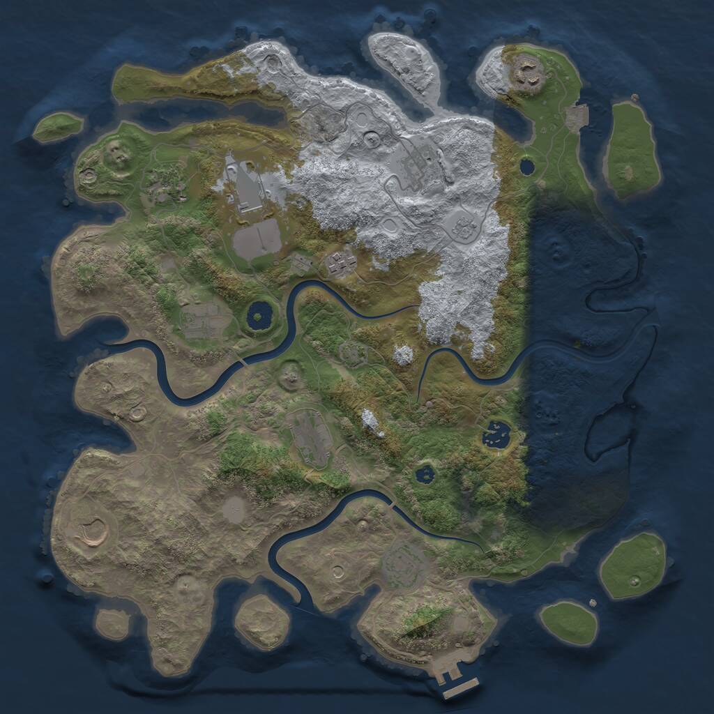 Rust Map: Procedural Map, Size: 3850, Seed: 19575639, 15 Monuments
