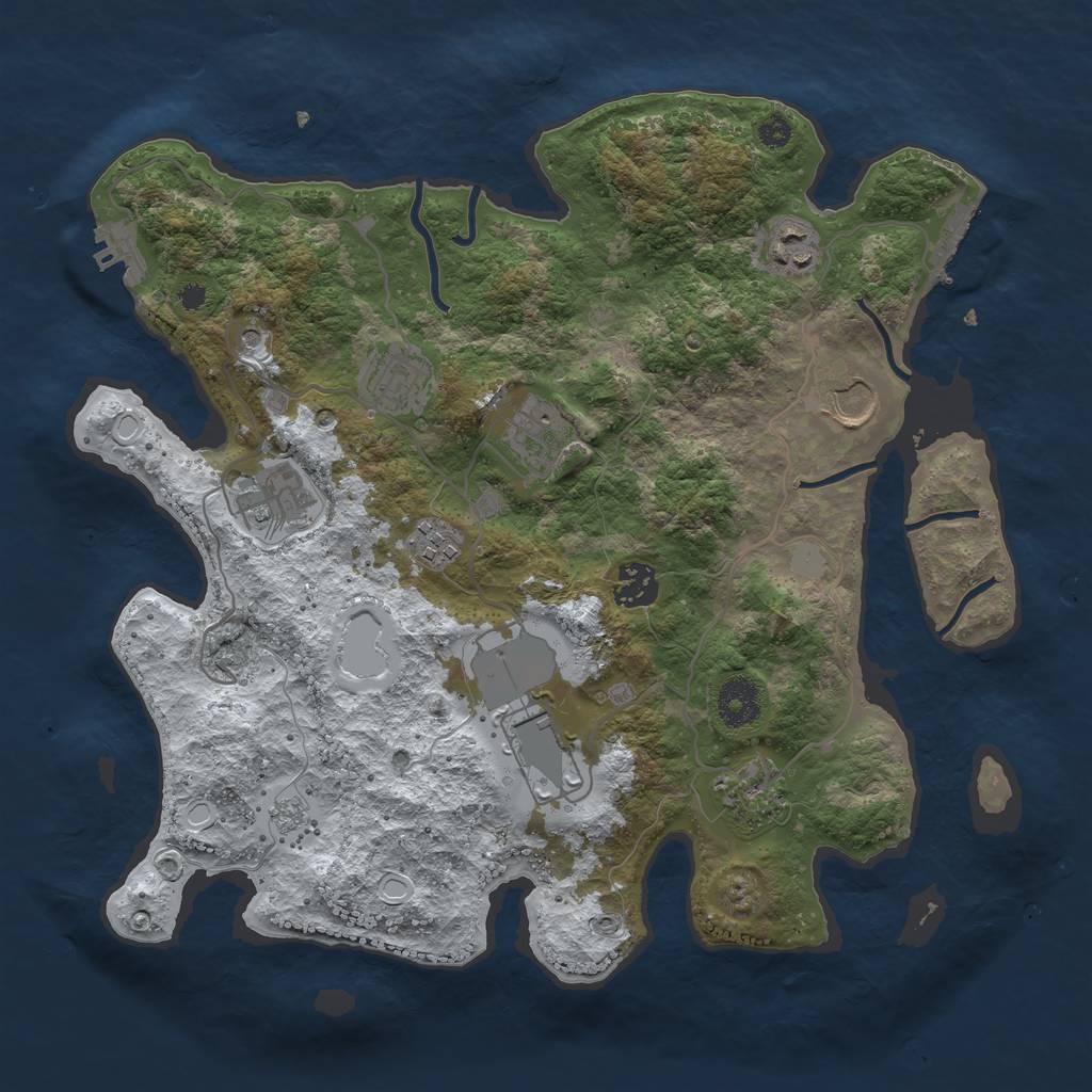 Rust Map: Procedural Map, Size: 3500, Seed: 1821000500, 18 Monuments