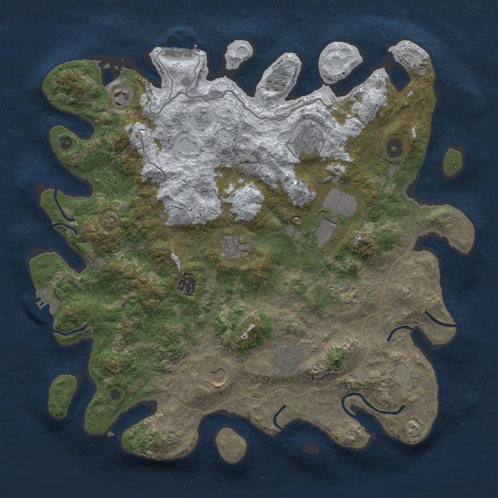Rust Map: Procedural Map, Size: 4000, Seed: 209574125, 18 Monuments