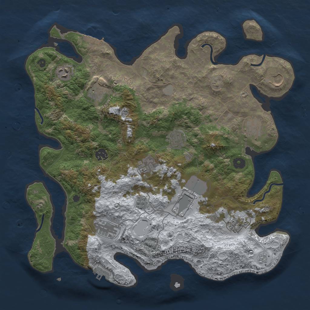 Rust Map: Procedural Map, Size: 3850, Seed: 1104085279, 20 Monuments
