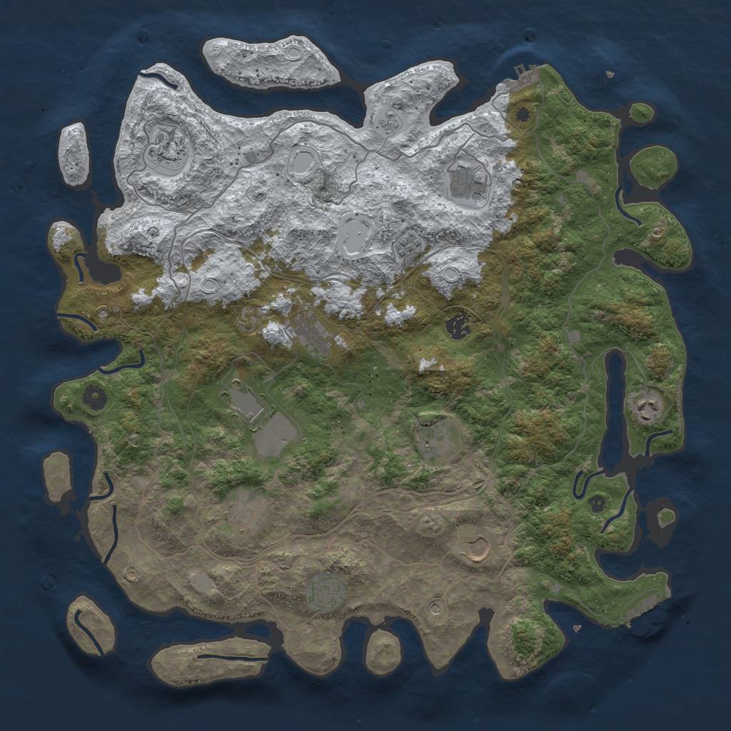 Rust Map: Procedural Map, Size: 4500, Seed: 1053966824, 20 Monuments
