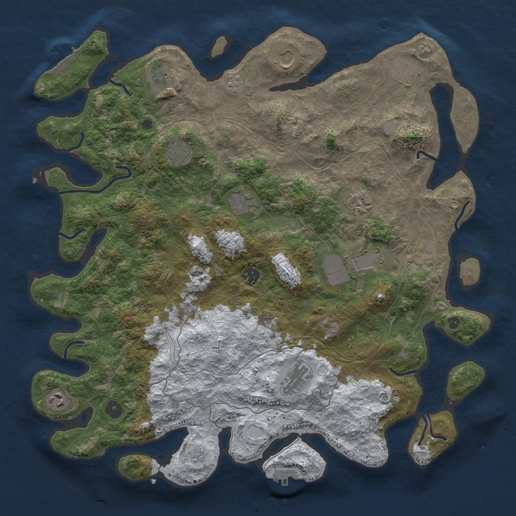 Rust Map: Procedural Map, Size: 4500, Seed: 830494307, 20 Monuments
