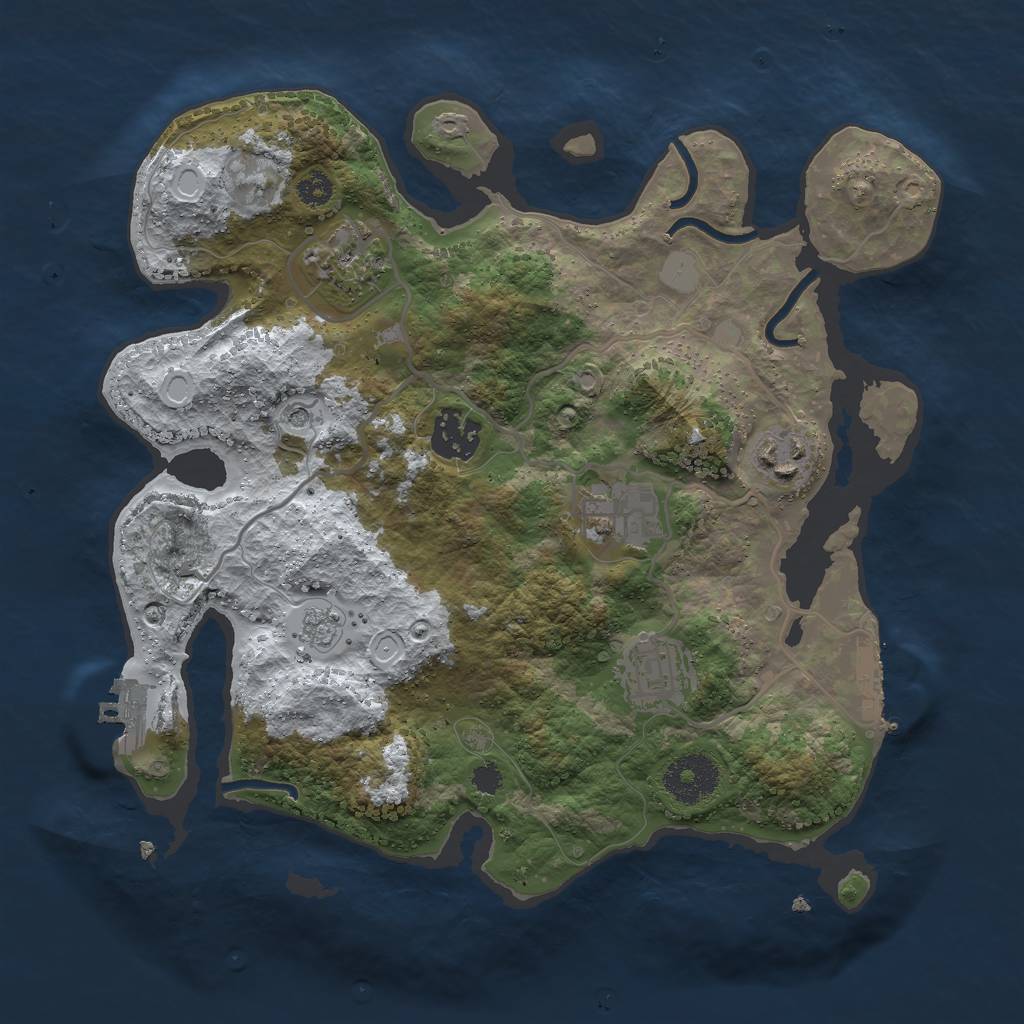 Rust Map: Procedural Map, Size: 3000, Seed: 848484, 14 Monuments