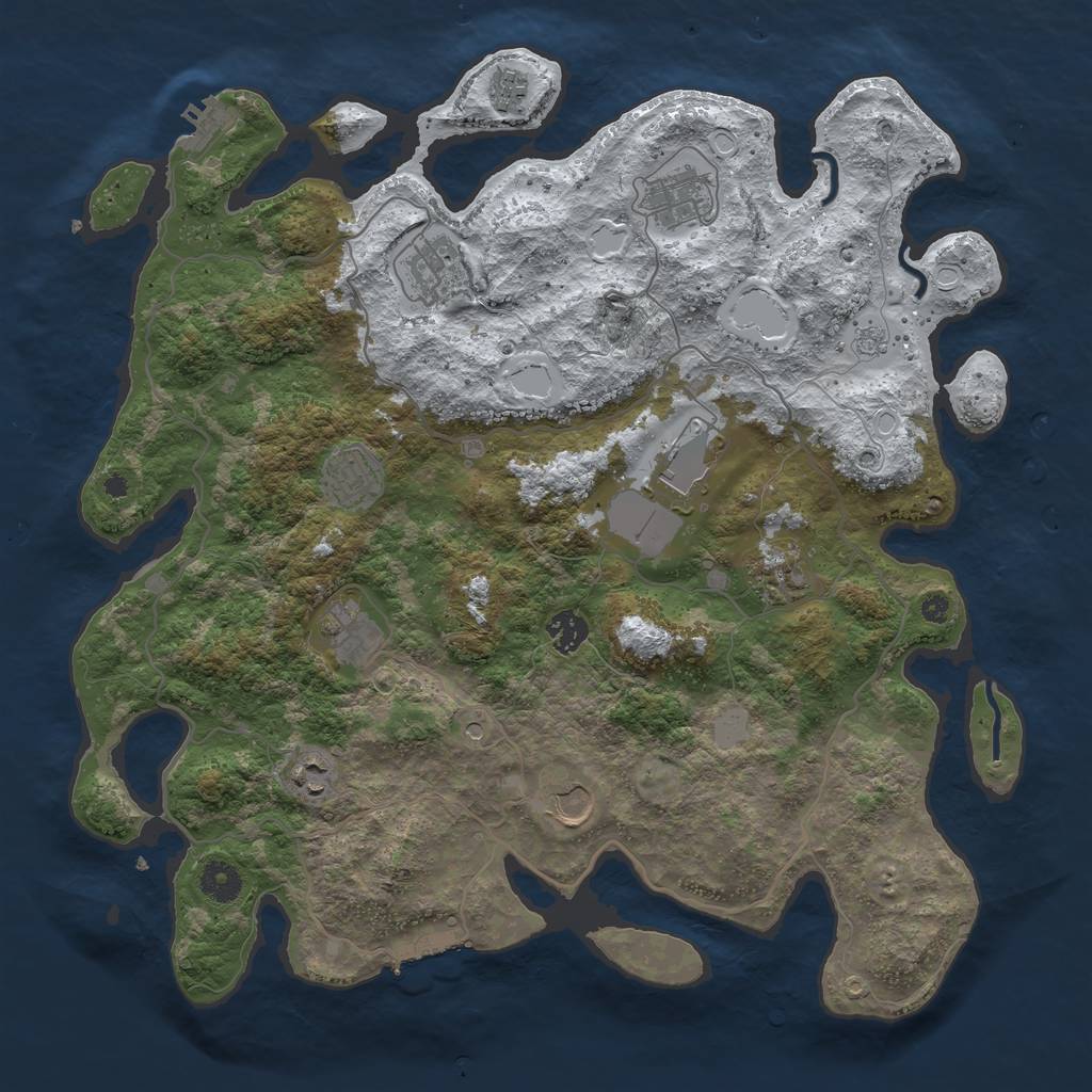 Rust Map: Procedural Map, Size: 4000, Seed: 414973, 19 Monuments