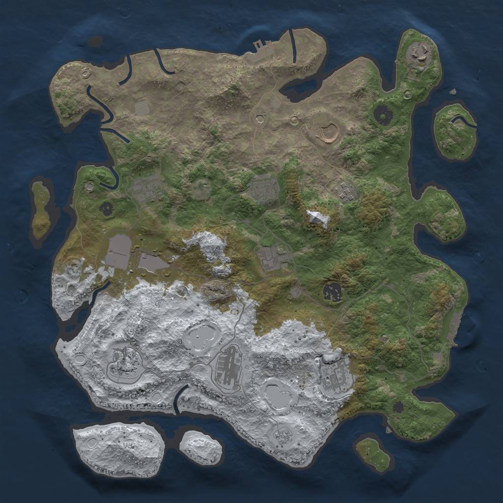 Rust Map: Procedural Map, Size: 3850, Seed: 589676609, 20 Monuments