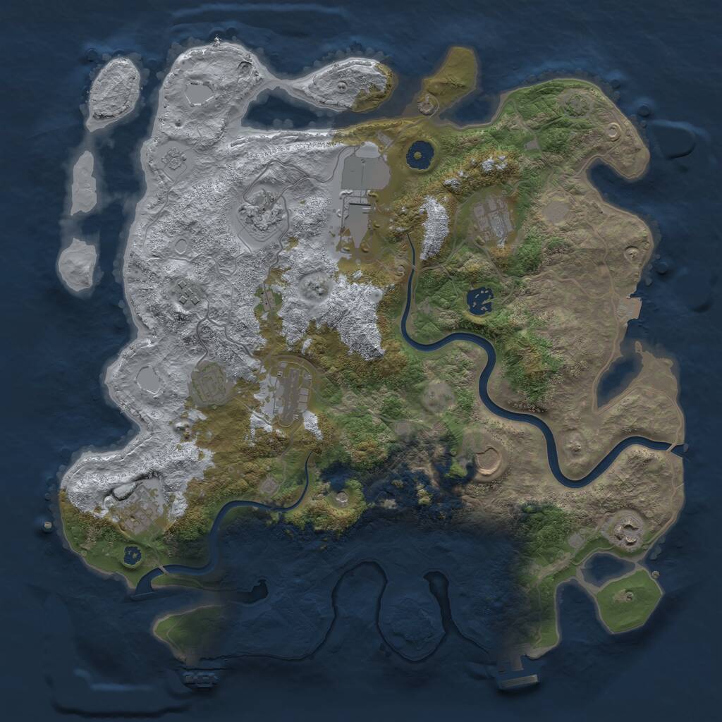 Rust Map: Procedural Map, Size: 3900, Seed: 651895742, 16 Monuments