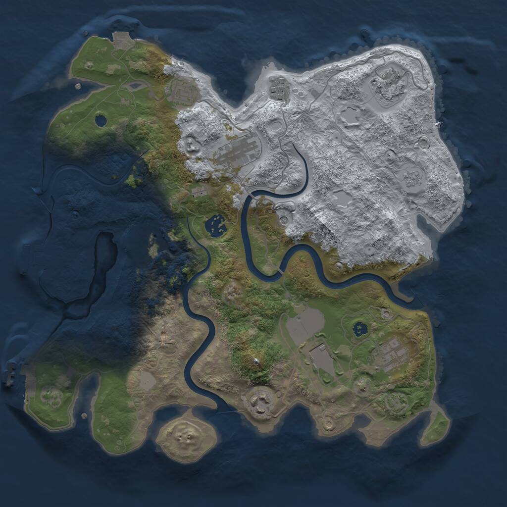 Rust Map: Procedural Map, Size: 3500, Seed: 2111421509, 15 Monuments